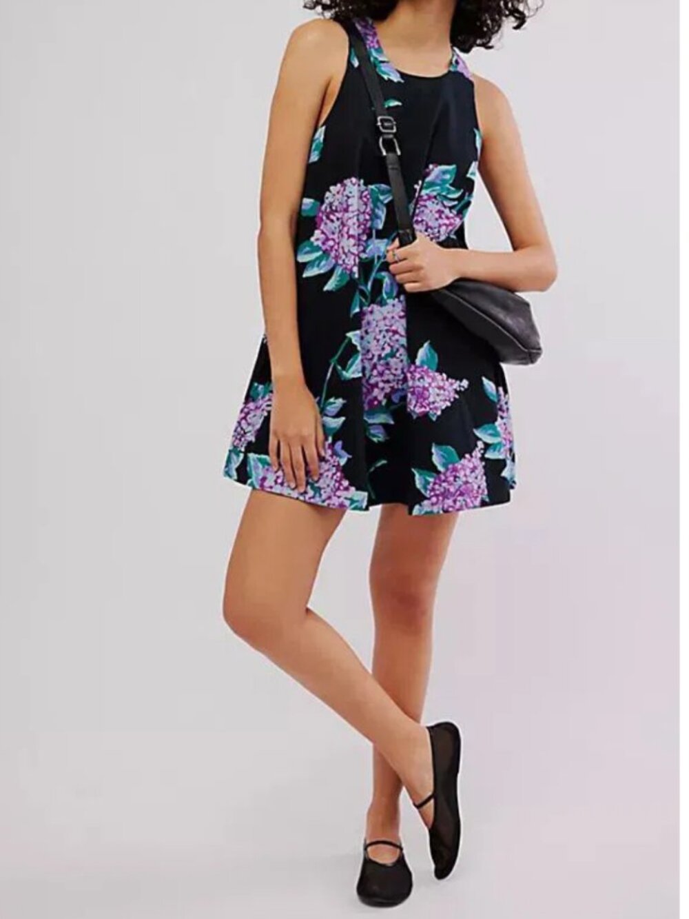 NWT Free People Susie Mini Dress in Black Combo